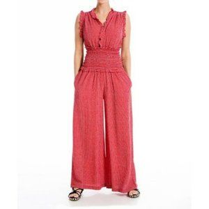 Max Studio Wide Leg Jumpsuit in Red and White sz M NWT